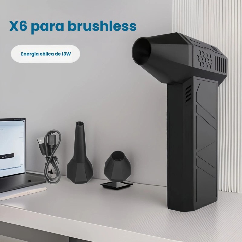 Ventilador Turbo Portátil 130.000 RPM - Motor Brushless Sem Fio e Compacto
