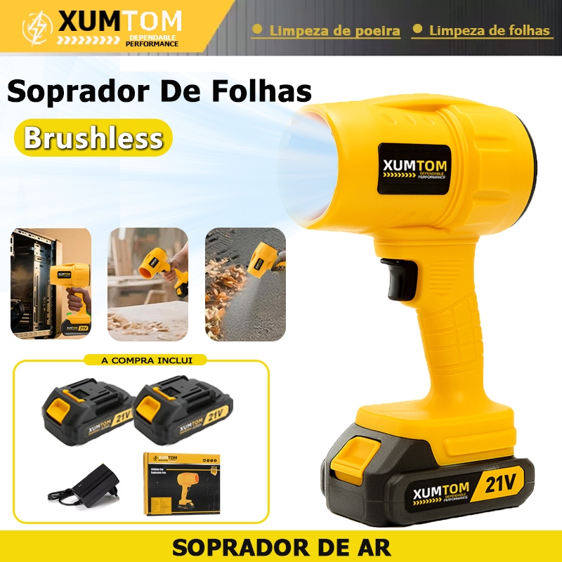 Soprador De Folhas Portátil Recarregável Com 2 Baterias Brushless soprador turbo Potente Elétrico