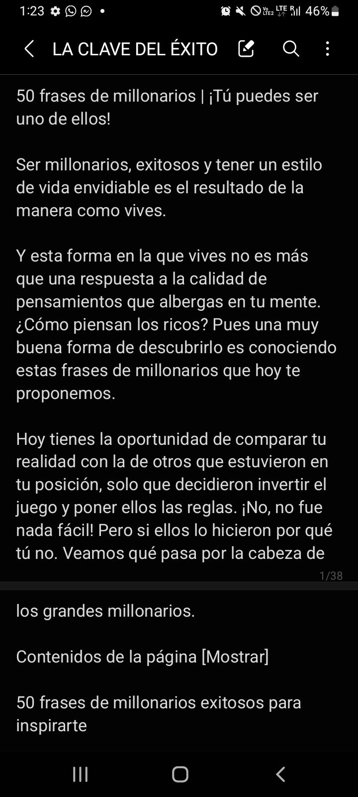 LA CLAVE PARA SER MILLONARIO. EL.EXITO DEPENDE DE AQUI.