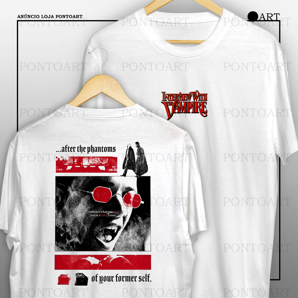 Camiseta Interview With Vampire After The Phantoms Entrevista Com O Vampiro Camisa Frente E Verso 100% Algodão