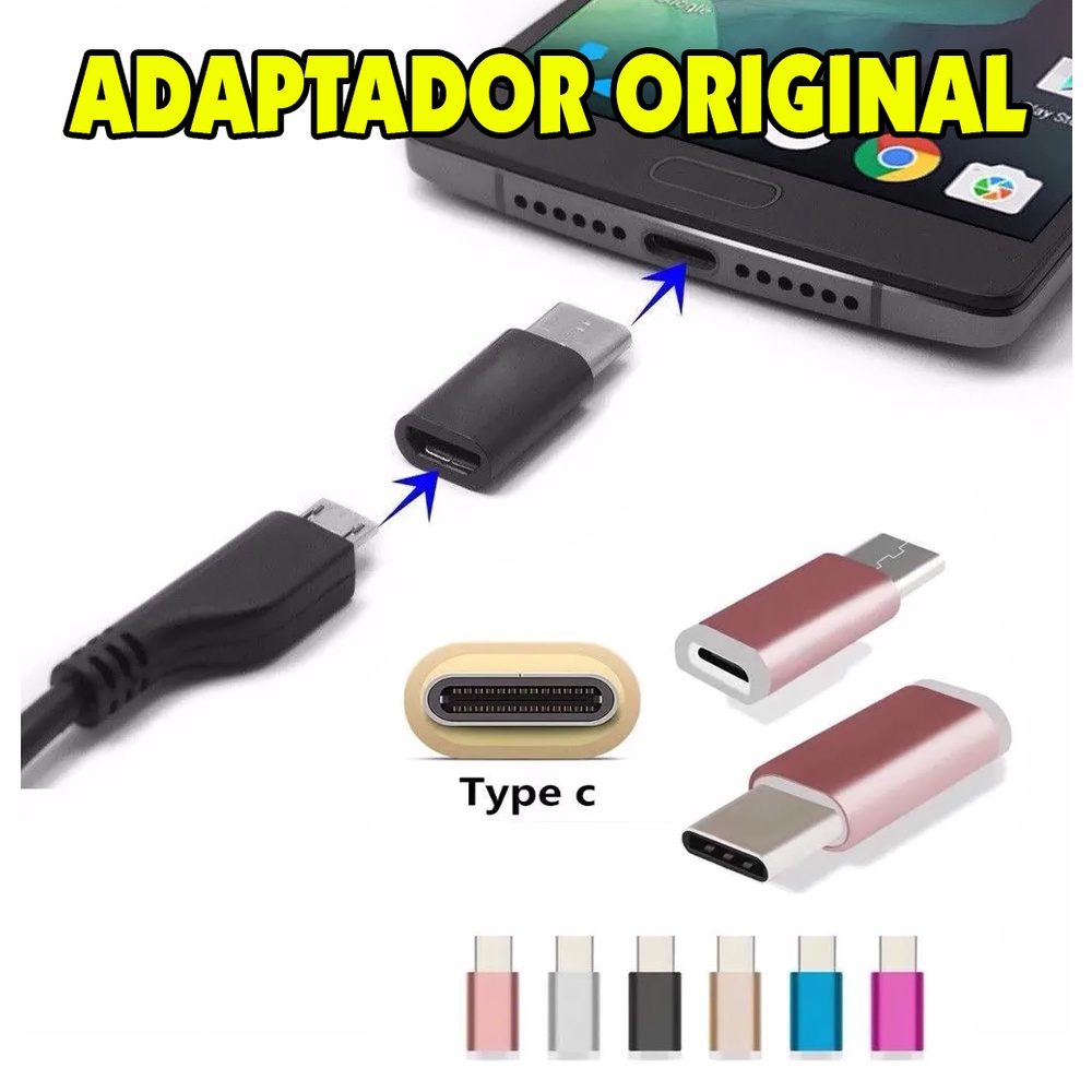 2 Adaptador Micro USb (V8) para Type C (tipo C) compativel com Xiaomi, Samsung, Asus, LG, Motorola