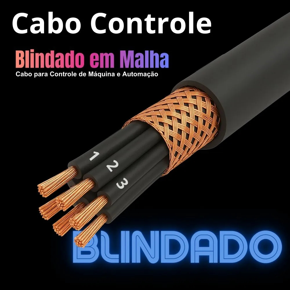 Cabo Controle 6X2,50MM² Blindado em Malha 1kV Vias Preta 10 METROS
