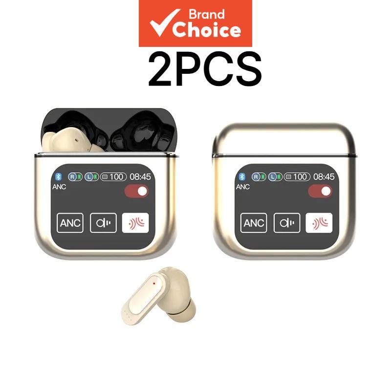 2 Pçs Nova Tela De Toque Anc Fone De Ouvido Sem Fio Tws Cancelamento Ruído Enc Chamada Earbud Bluetooth 5.3 Longa Vida Ú