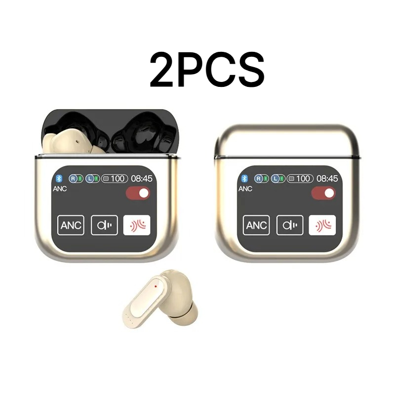2 Pçs Nova Tela De Toque Anc Fone De Ouvido Sem Fio Tws Cancelamento Ruído Enc Chamada Earbud Bluetooth 5.3 Longa Vida Ú