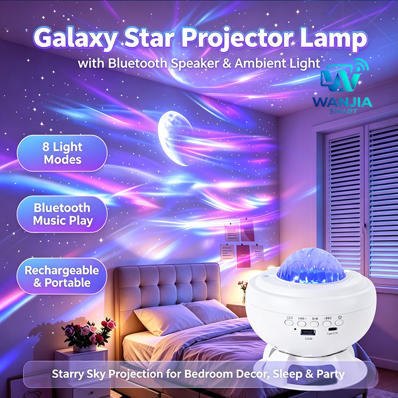 Aurora Star Projetor Night Light 8 Modos De Iluminação Moon Galaxy Lâmpada De Projeção Com Alto-Falante Bluetooth USB St