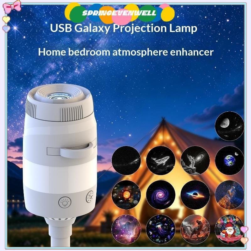 [springevenwell] Montável Na Parede E Mesa USB Star Projetor Night Light Moon Atmosfera Lâmpada Para Decoração De Casa N