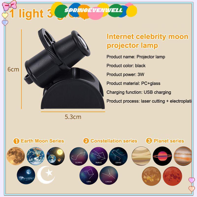 [springevenwell] Alimentado Por USB 1 Conjunto Moon Planet Projetor LED Night Light Contas Substituíveis Para Decoração