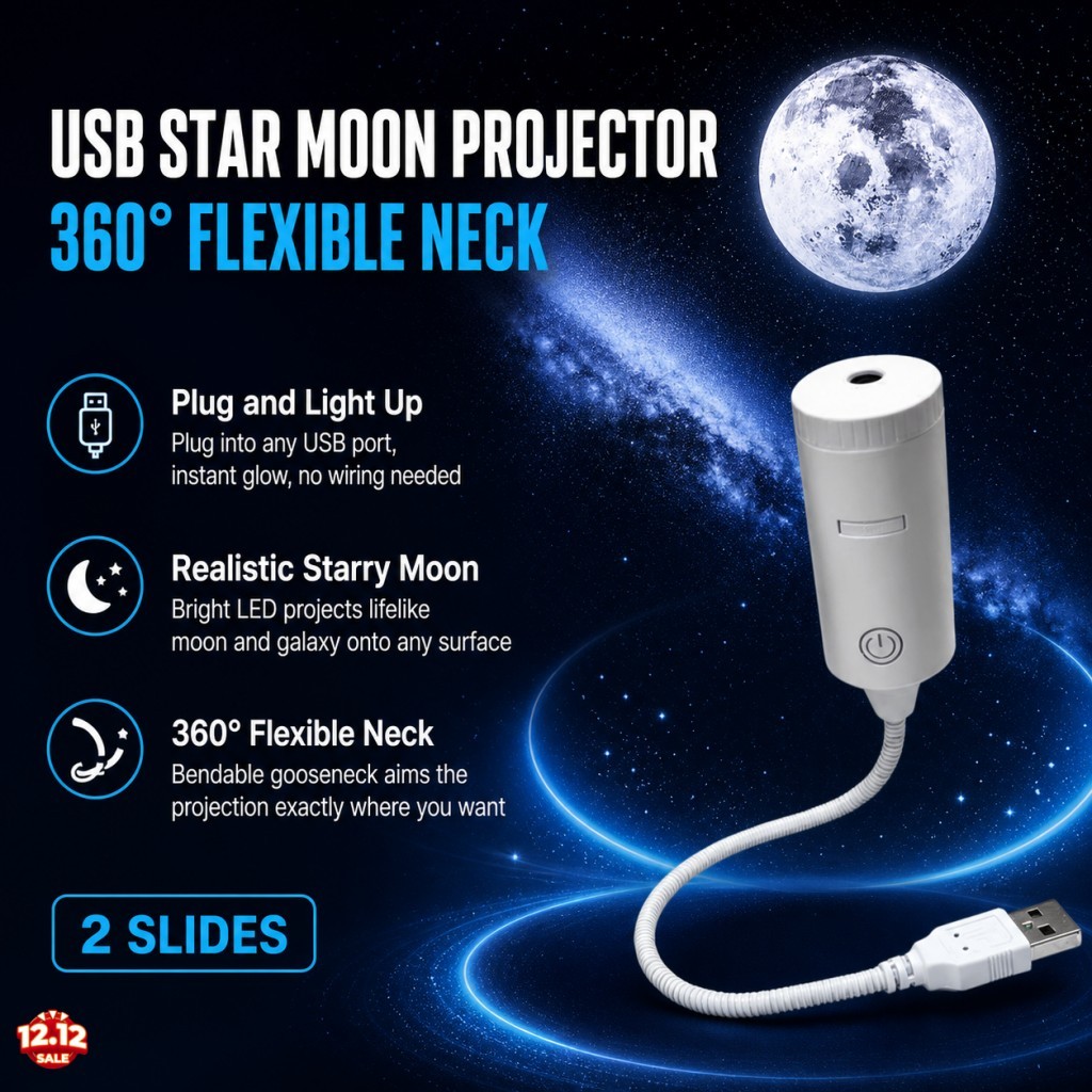 Projetor USB Starry Sky LED Moon Night Light Lâmpada De Atmosfera De Teto De Carro Ajustável De 360 Graus