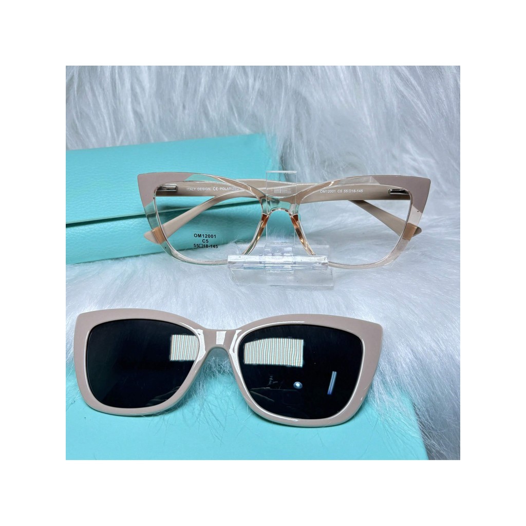 Óculos Clip-On 2em 1 Feminino Acetato Nylon Gatinha Tamanho M