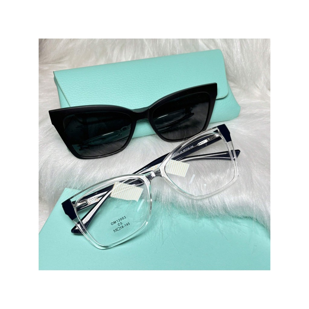 Óculos Clip-On 2em 1 Feminino Acetato Nylon Quadrada Tamanho M