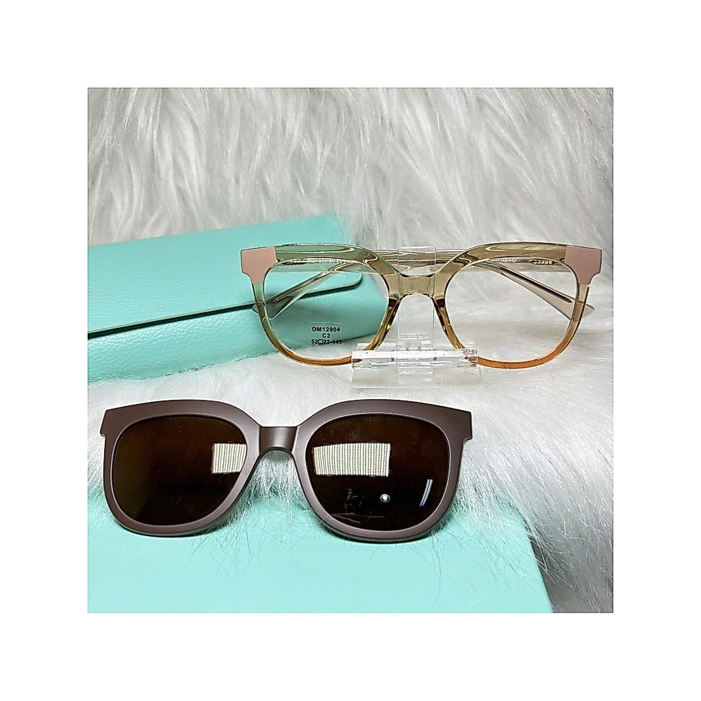 Óculos Clip-On 2em 1 Feminino Acetato Nylon Redonda Tamanho M