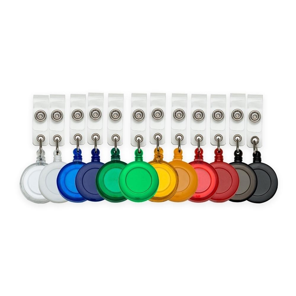 Kit 100 Porta Crachá Retrátil Roller Clip Ioiô Várias Cores