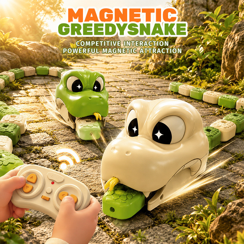 Children's Magnetic Snake Remote Control Car, Dual-Player Battle, Christmas and Birthday Gift, Interactive Toy