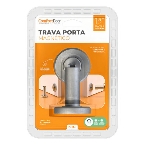 Trava Porta Magnético Dual Comfort Door - Escovado