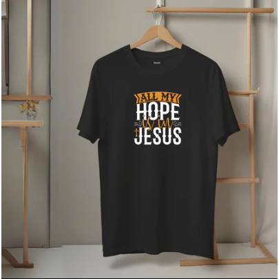 Camiseta Masculina Estampa Evangélica Hope in Jesus Tecido Premium 100% Algodão