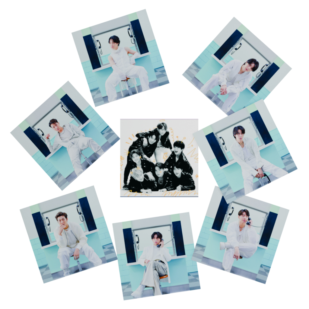 Kit de adesivos BTS - Jin, Suga, J-Hope, RM, Jimin, V e Jungkook Tamanho 30x30mm
