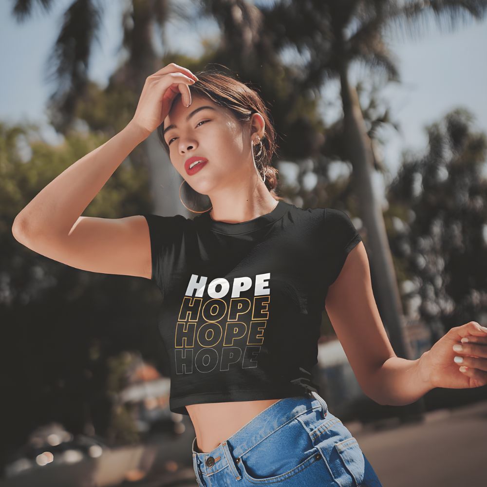 Camiseta Feminina Cropped malha Hope Algodão premium promoção