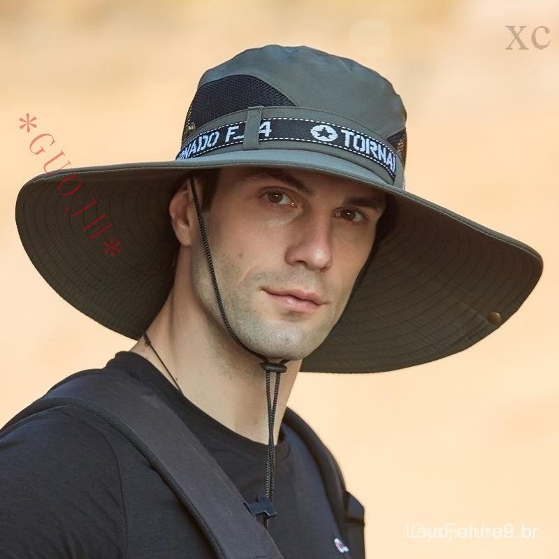 Men's Summer Outdoor Fishing Bucket Hat, Sun Protection, Breathable, Casual Trendy Sun Shade Cap