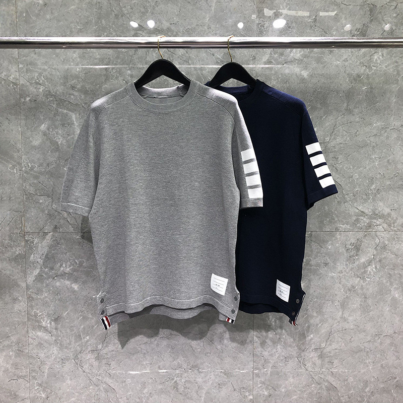 6VMX thombrowne Summer short-sleeved men's casual and trendy outdoor versatile sports four-stripe knit T Shirt Top