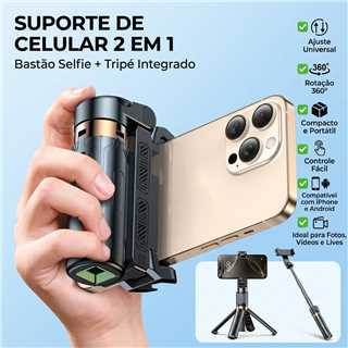 【Brasil Spot Sale】Bastão de Selfie para Transmissão de Lives Tomate MZP-307 com Tripé, Controle Remoto e Rotação 360°
