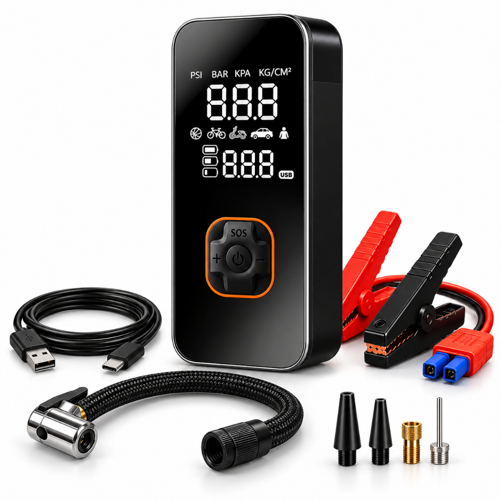 Auxiliar De Partida Compressor De Ar E Power Bank Para Carro