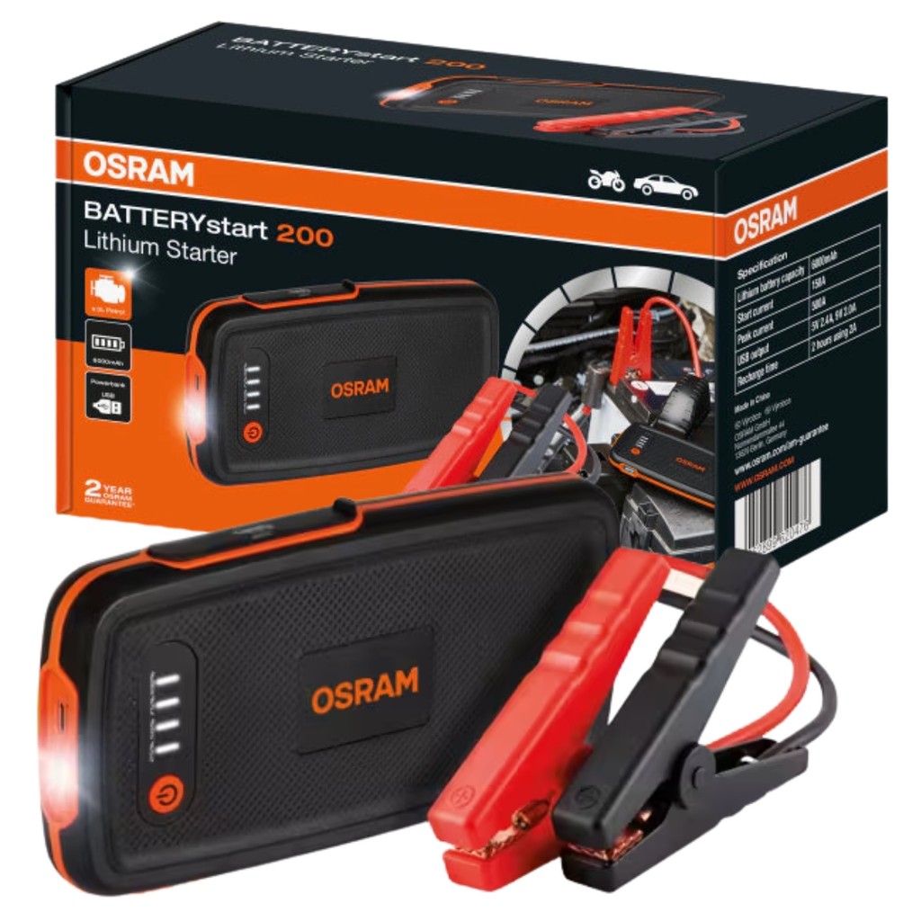 Auxiliar De Partida Power Bank Osram Batterystart 200 OBSL200 Com LED Auxiliar Carregador Bateria