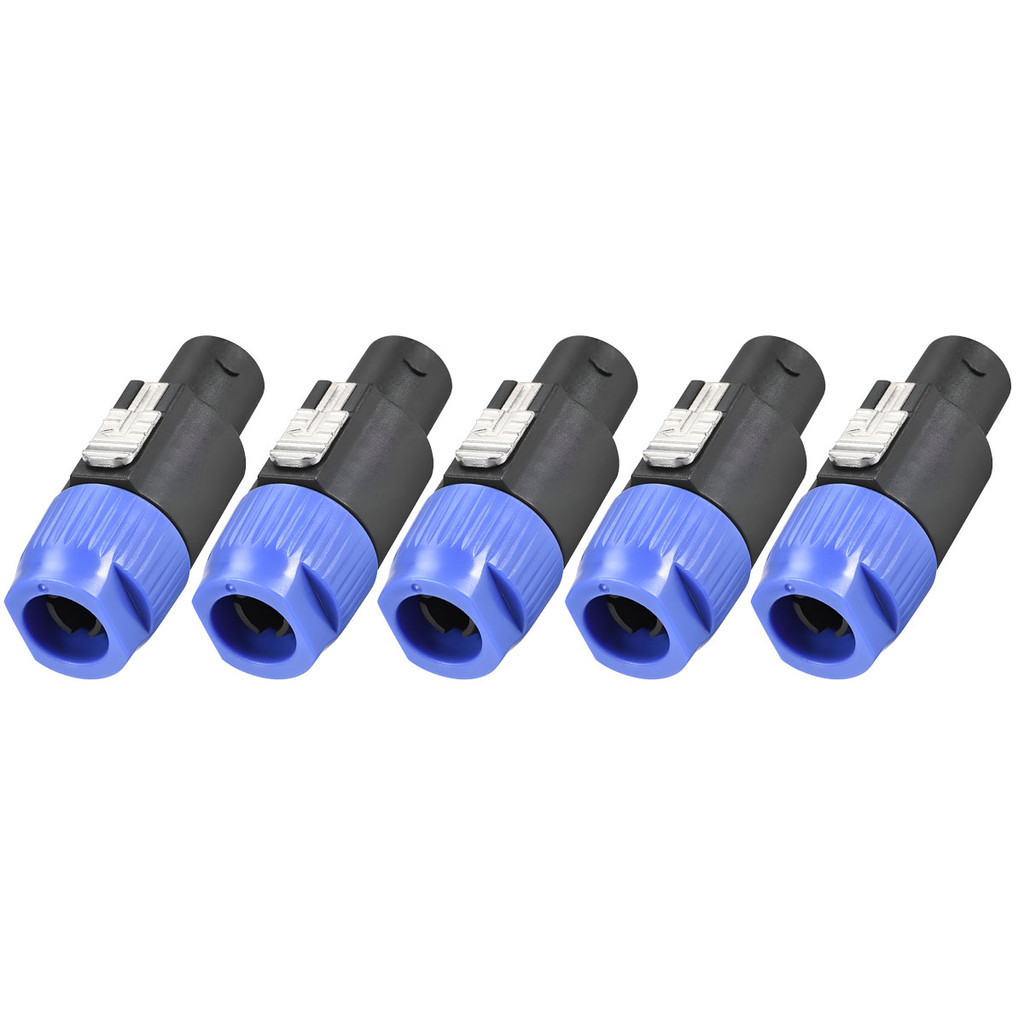 05 Plugs Conectores Speakon Speaker 4 Vias Macho Linha Preto e Azul