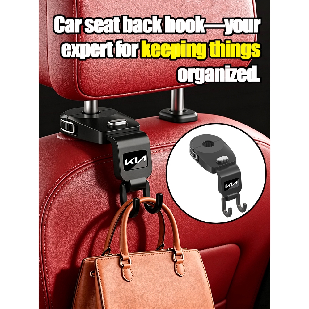 Gancho Traseiro Para Assento De Carro Resistente Com Trava Segura Kia K2 K3 K5 K7 Sportage Carens Niro (Design Anti-Qued