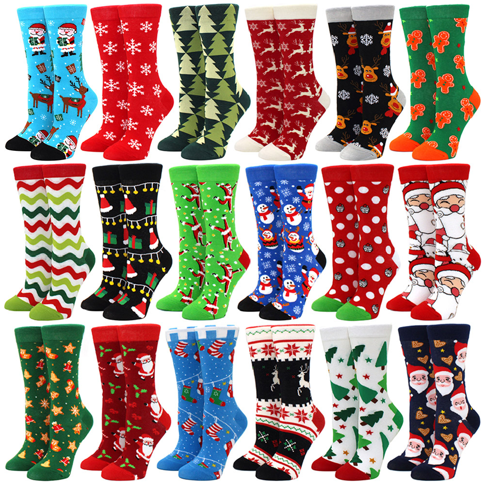 Mulher Meias De Natal Engraçadas Xmas Árvore Floco De Neve Homem Pão De Gengibre Candy Cotton Tube Crew Happy Sock Men Ano Novo Funny Socks