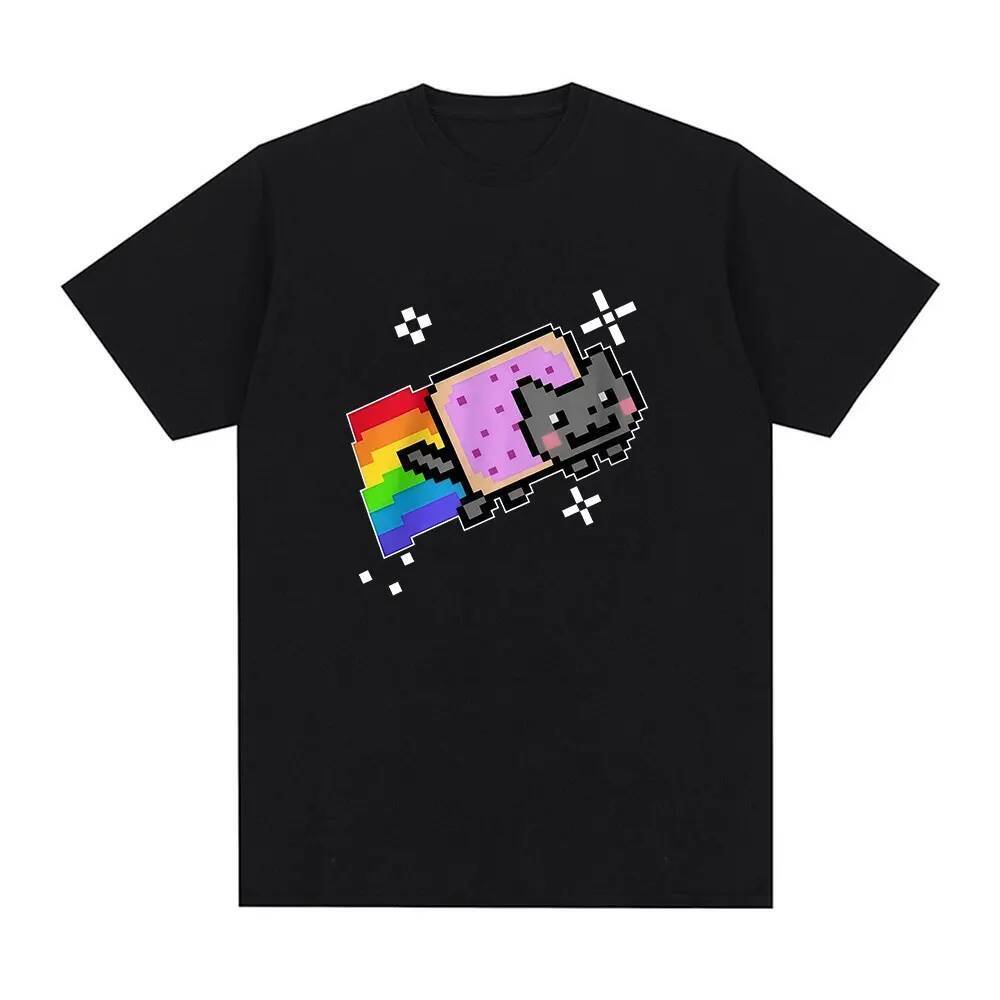 Nyan Cat Funny Meme Rainbow T-shirt Men Women Clothing Fashion Harajuku T-shirts Casual Cotton Short Sleeves T Shirts