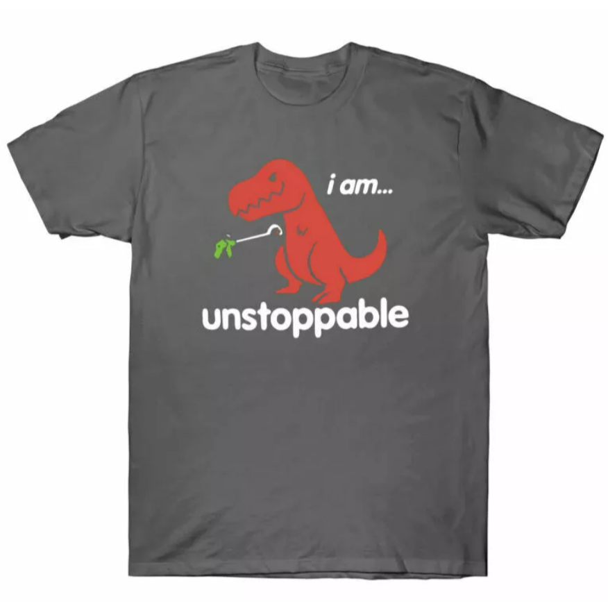 Camiseta Camisa Blusa Unissex Algodão I Am T-Rex Unstoppable Dinosaur Funny Cool Men Black Cotton