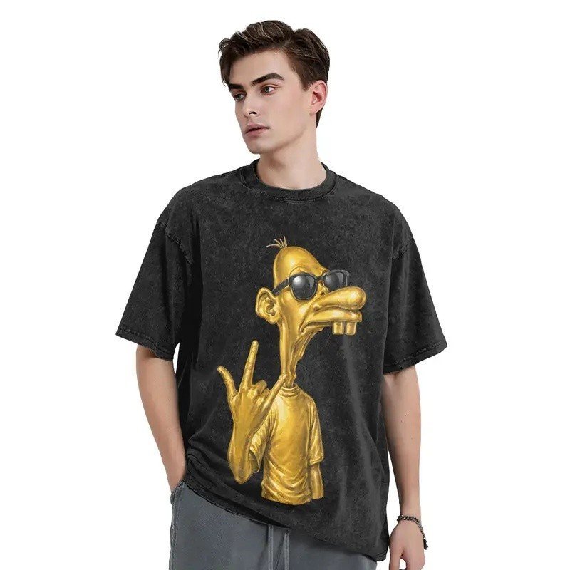 Washed T Shirt Neegy Meme Funny Internet Brainrot Gen Z T-Shirts High Street Streetwear 100% Cotton Tops Tees for Men Wo