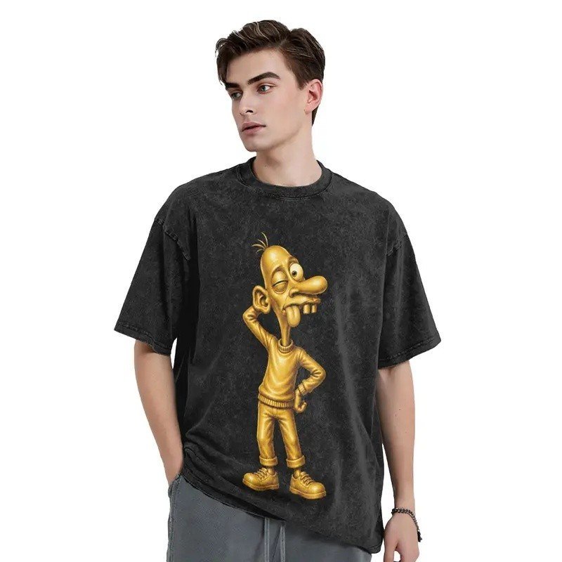 Golden Neegy Meme Funny Internet Brainrot Gen Z T Shirt Washed 100% Cotton T-Shirts  Cool Men Tops Streetwear Summer Tee