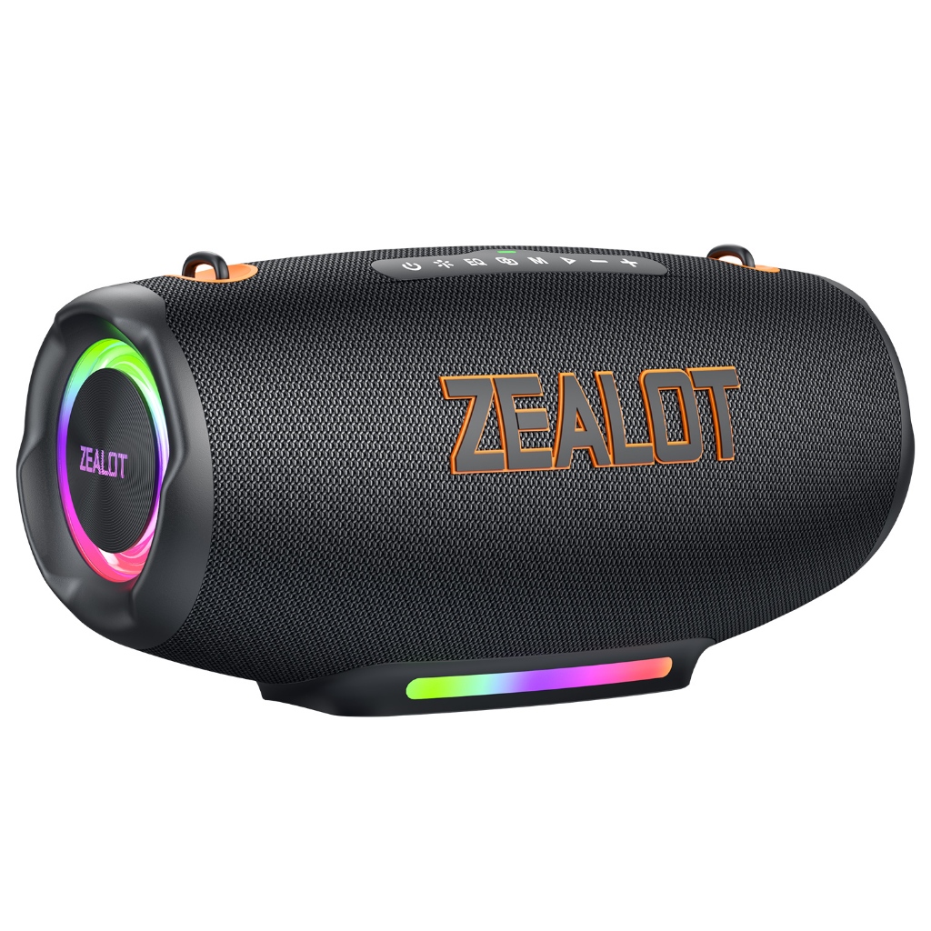 Caixa de Som Bluetooth ZEALOT-S127 Boombox 100W Deep Bass 24000mAh IPX6 TWS Alça BT5.3 USB TF Festa