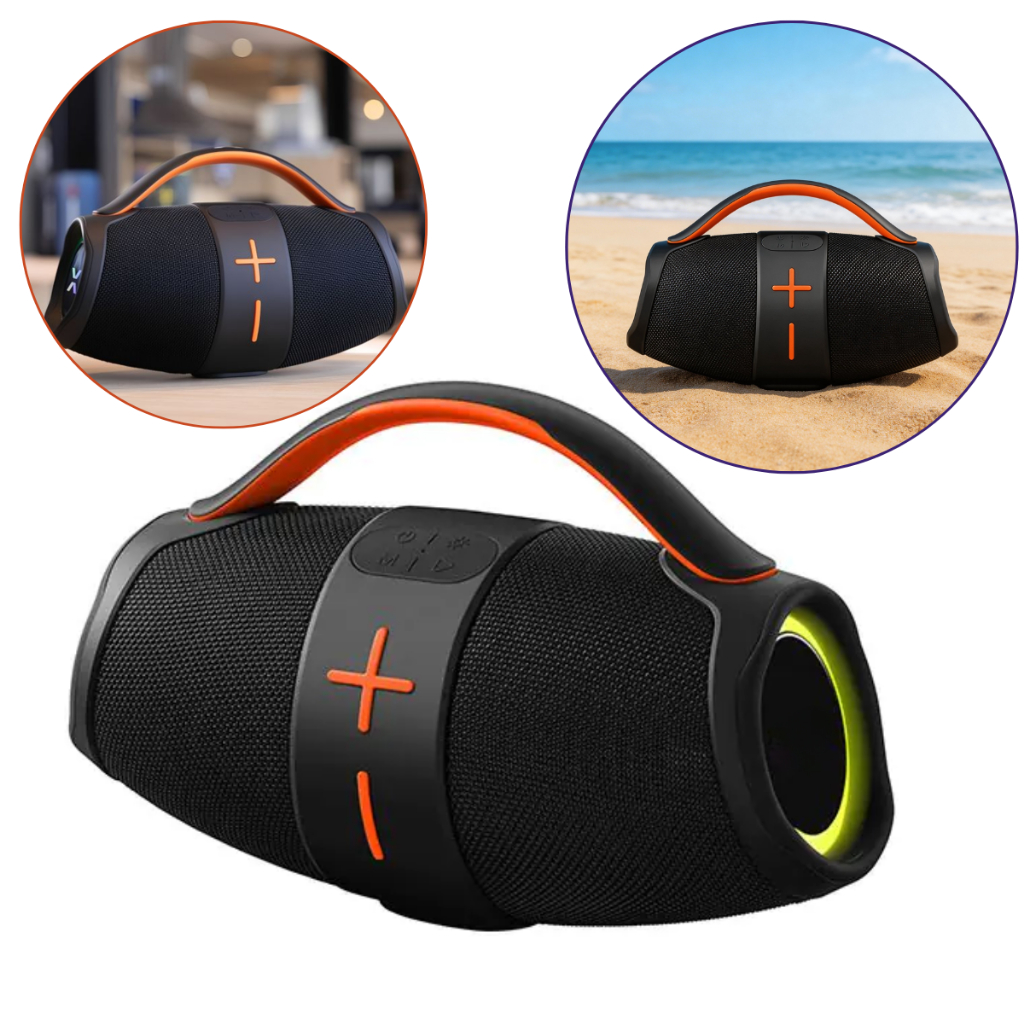 Caixa De Som Bluetooth Graves Potentes Bass Bosst 100w Bombox 110V/220V Potatil Subfoofer Com Radio FM e LEDS RGB