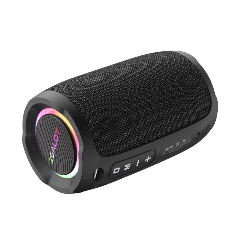 【Envio Imediato】Caixa de Som Bluetooth ZEALOT S49 Boombox 10W RGB Super Bass IPX5 3600mAh Alça Anti-Perda Potente