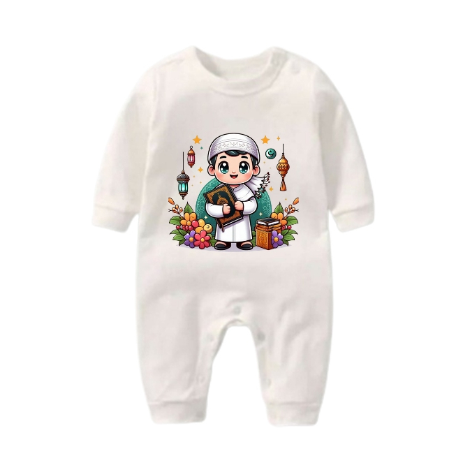 Macacão De Bebê Para Meninos E Meninas Com Motivo Al Quran De 2 A 10 Meses/Jumper Eid/Roupa De Dormir-Fitr