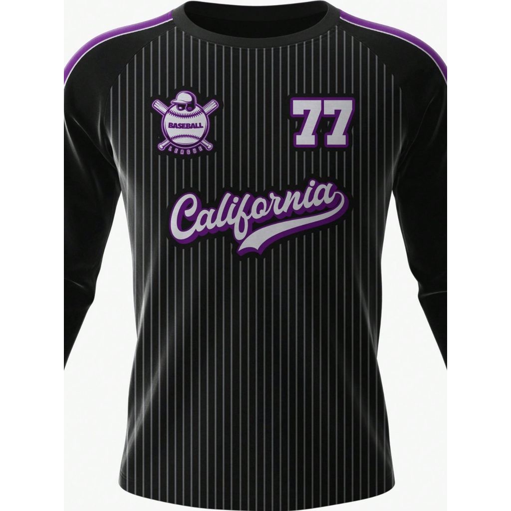 Camisa Dry Fit California Lergue Baseball Still Manga Longa Proteção UV Sublimada Ajuste Regular