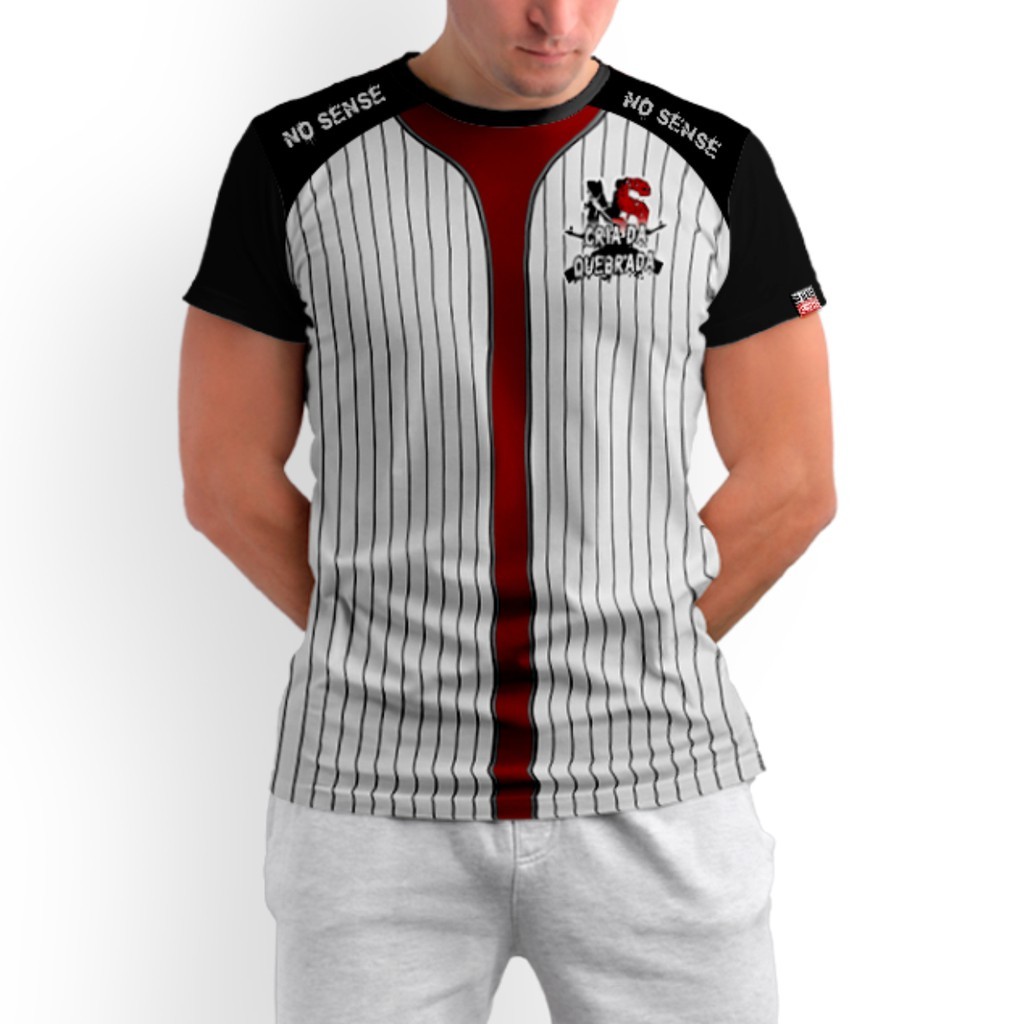 Camiseta Dry Fit Tipo Baseboll Cria da Quebrada sem Botão - TOTAL - NO SENSE