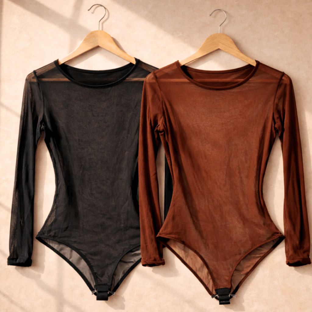 Body Tule Manga Longa Blusa Feminino Poa  Transparente Animal Print Leve Macio Liso  Elegante Confortavel Moda  2503.1