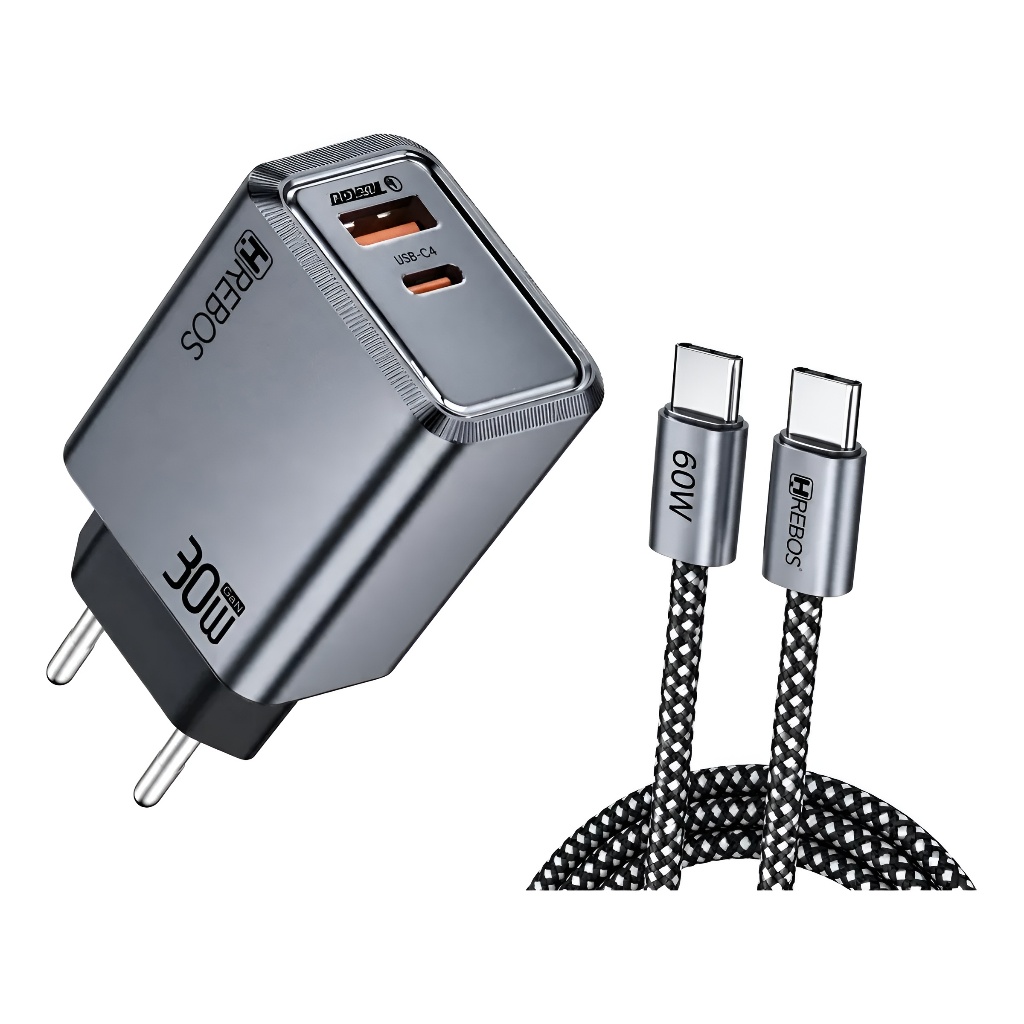 Kit Carregador Fonte Pd 30w Usb Tipo-c Turbo Para Power Bank Cinza