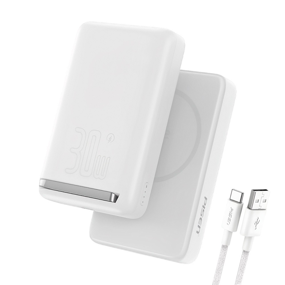 Power Bank MagSafe 10000mAh Pisen Usb C Max. 30W Branca + Cabo (K-9090-9113)