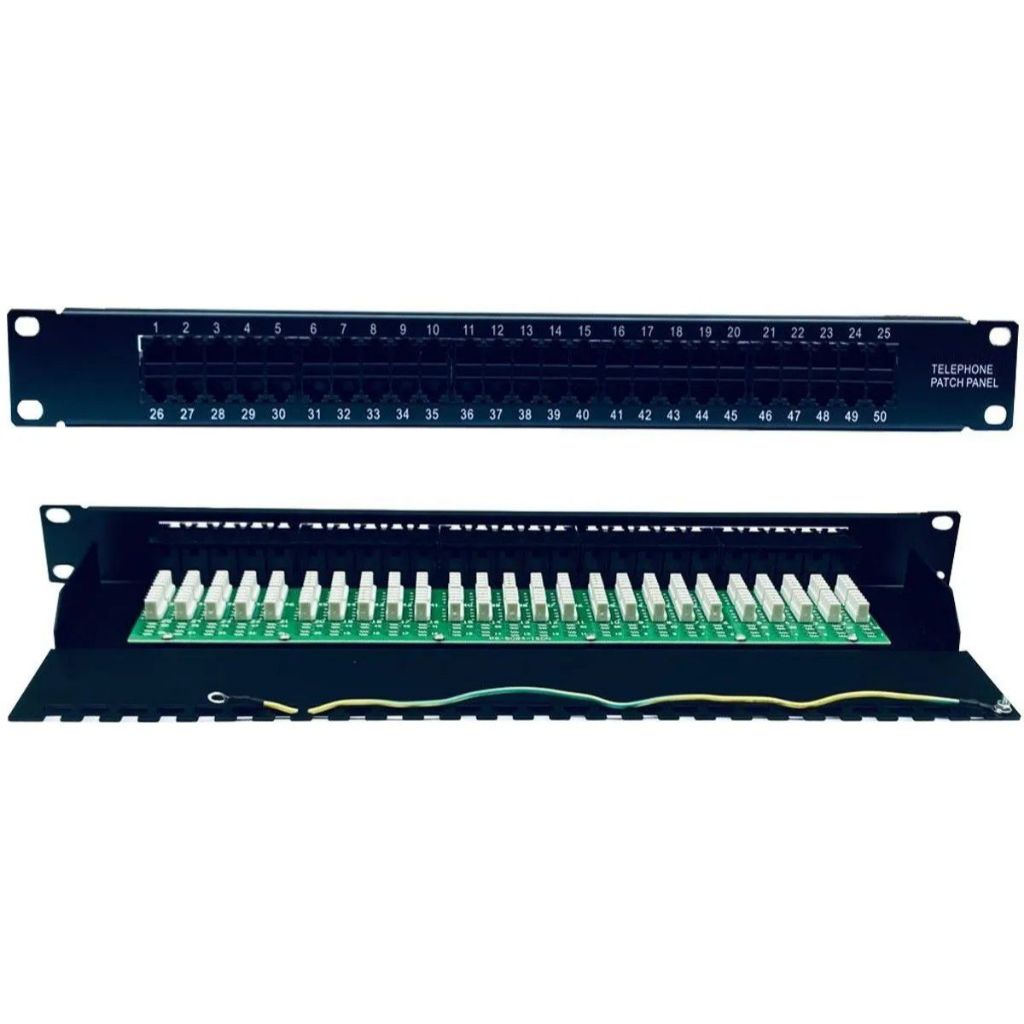 Voice Panel 50 Portas Telefonia RJ45/11 C/Guia e Aterramento