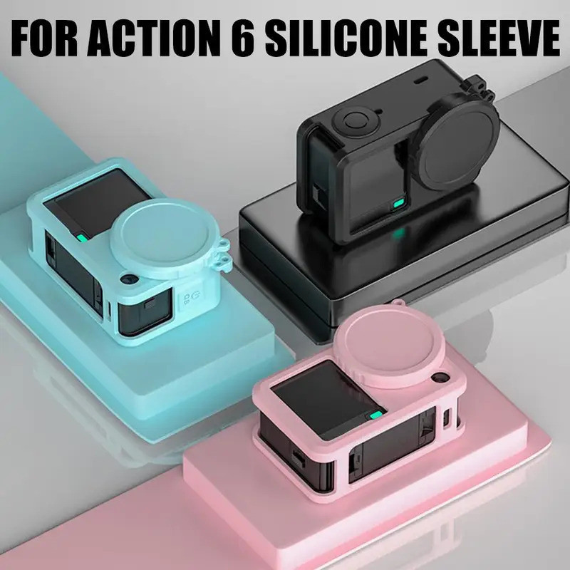 Capa Protetora de Silicone para DJI Osmo Action 6, Resistente a Arranhões e Impressões Digitais, Acessórios para Câmeras