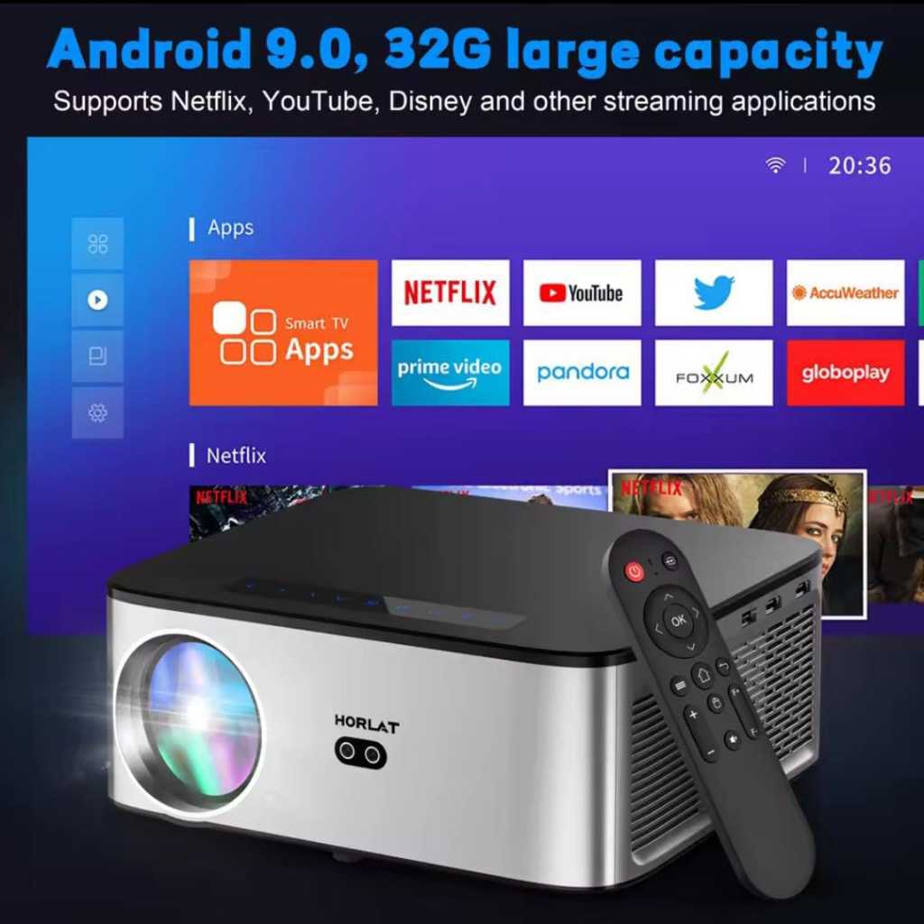 Horlat 35000 lúmens projetor lcd beamer 8k suporte 1080p nativo android banda dupla wifi 6 foco automático keystone escr