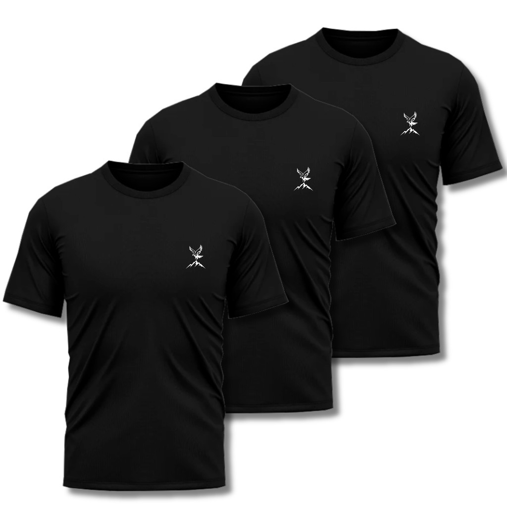 Kit 3 Camisa Camiseta Preta Dry Fit Masculina Academia Treino Esporte Exercícios Corrida Ciclismo Camisas Básica Blusa L