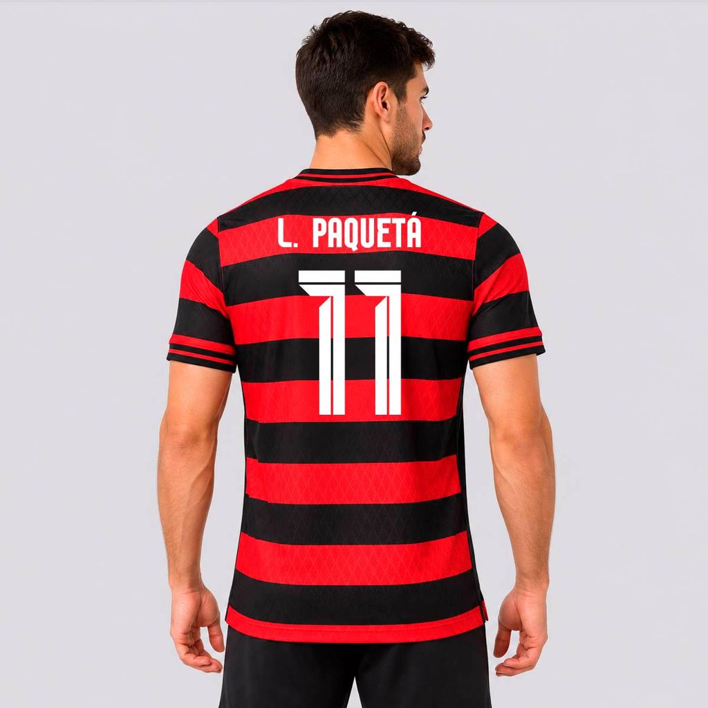 Camisa Flamengo Dry Jacquard Vermelha e Preta 11 L. Paquetá