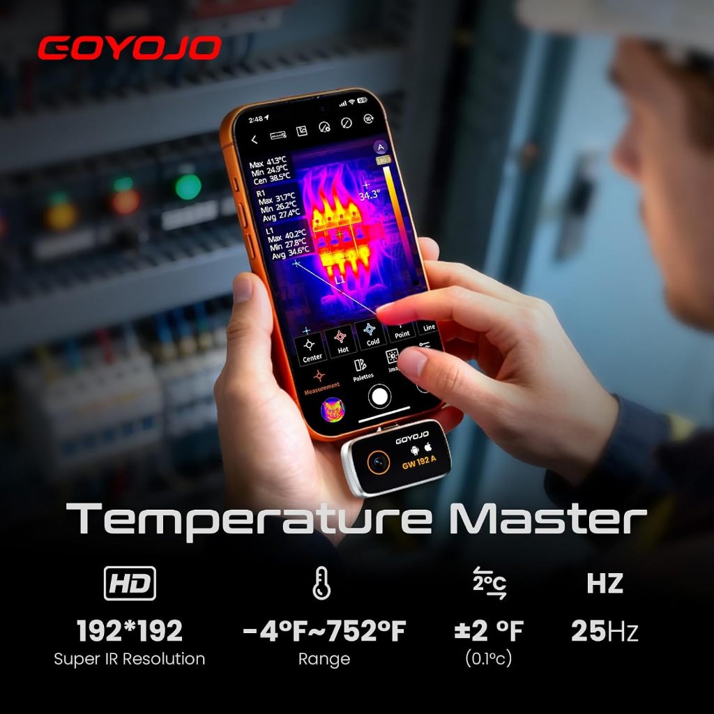 Câmera de Imagem Térmica OYOJO GW192A para Android, compatível com a série iPhone 15/16/17 (iOS), resolução infravermelh