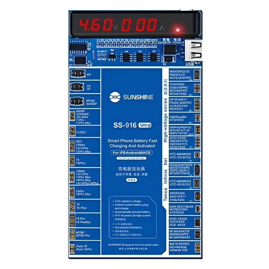 Placa Ativadora Reativadora de Bateria Sunshine SS-916 Ultra Série iPhone 6 Ao 16 Pro Max e Android