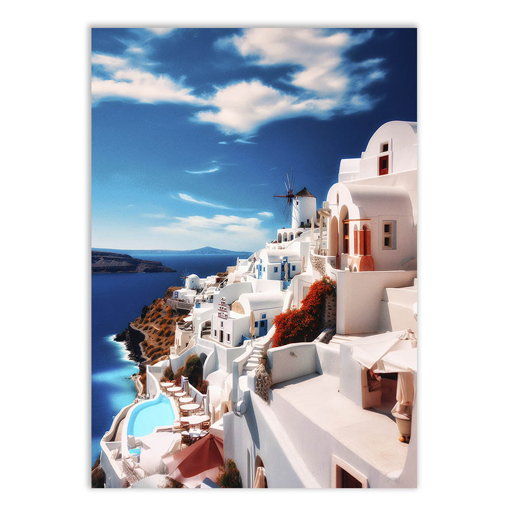 Placa Decorativa Santorini Grécia Foto Viagem Europa Decoração Poster Quarto Sala